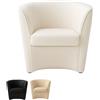 PALUPLUS Poltrona Pozzetto Imbottita Artigianale, Misura 70x67x76 cm, Tessuto Ecopelle, Piedini in Plastica, Struttura Robusta e Design Elegante, Poltrona per Casa e Ufficio, Made in Italy (Bianco)