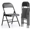 Asdsed Set di 1 Sedie Pieghevoli, Imbottite, Portata Fino a 160 kg, Comodo ed Stabili Sedia Pieghevole per Giardino, Esterno, Campeggio, Balcone Interni, Ufficio, Feste, Nero