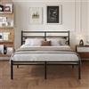 Yicensen Struttura Letto 140 x 190 con Testiera e Pediera, Struttura Letto in Metallo a Piattaforma con Doghe di Acciaio, Design Silenzioso, Facile da Montare, Altezza 36 cm, Nero