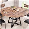 Shally Dogan Tavolo Rotondo per Sala da Pranzo e Cucina Diametro 120 cm con Gambe in Metallo, Design Industrial Vintage con Ripiano Portaoggetti Inferiore e Piano in Legno, Ideale per Casa e Ufficio