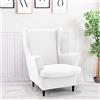 Hixingo Moda 2 Pezzi Copripoltrona con Orecchie Elasticizzato, Copripoltrona 1 Posto - Microfibra Copripoltrone Lavabile Copri Poltrona Soggiorno - Tinta Unita Copertura Poltrona (Bianco)