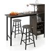 GIANTEX Tavolo Alto con Sgabelli 3 pz Tavolino e Bancone Bar, Penisola Cucina con Sgabelli, Tavolo Bistro in Forma Quadrata 120x40x90 cm, 4 Colori (Marrone)