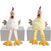 COSE DA CASA Gallina di Pasqua Seduta con Piedi penzolanti Bianca e Gialla H 38 cm Decorazioni pasquali addobbi arredo casa
