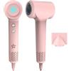 HZD Asciugacapelli Ionico, Phon Capelli Professionale, Phon al Plasma da 400 Milioni, Motore brushless da 110.000 giri/min per Asciugatura Rapida, 57dB Rumore Basso per Viaggio e Domestico (Rosa Chiaro)