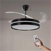 M mimotec -Ventilatore da Soffitto Black Afar Retrattile Nero con Luce LED CCT Ø107 cm, Telecomando, Silenzioso, 6 Velocità, Pale Pieghevoli, Timer e Funzione Estate/Inverno