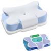 SONGMICS Cuscino Letto Cervicale, Memory Foam, Guanciale Ergonomico, Regolabile, per Chi Dorme sul Lato, sulla Schiena e sulla Pancia, con Tocco Fresco, Bianco Nuvola e Blu TBP051Q101