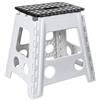 DRW Sgabello pieghevole in PVC bianco e nero, antiscivolo, 39 x 32 x 40 cm, seduta: 29 x 22 cm