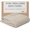 Thing Stories Asciugamano da bagno in 100% puro lino, 76,2 x 152,4 cm, morbido e leggero, tessuto a nido d'ape, ad asciugatura rapida, asciugamani sottili in lino naturale per bagno, palestra o sauna, telo da bagno