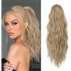 XFSRG 45cm Capelli Mossi Vaporosa Parrucca Donna Capelli Finti Per Acconciature Extension Coda Parrucca Con Banda Elastica Ponytail Naturale Regali Per Donna(Oro)