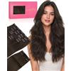 WENNALIFE Extension con clip in capelli veri, 150 g, 35 cm, 9 pezzi di extension con clip in capelli veri e naturali