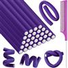 Syhood 30 bigodini flessibili per capelli da 17,8 cm, in schiuma morbida, senza calore, 1 pettine in acciaio a coda di topo, pettine a coda di topo, per capelli lunghi e corti (viola, 17,8 x 1,2 cm)