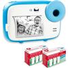 AgfaPhoto AGFA PHOTO Realikids Instant Cam + 6 rotoli di carta termica ATP3WH aggiuntivi - Fotocamera istantanea per bambini, schermo LCD da 2,4, batteria al litio, specchio selfie e filtro fotografico, Blu