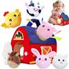 Tbintul Giochi Bambino 6 Mesi Montessori, Casa Morbida Montessori 6-18 mesi Animali da Fattoria con Fienile, Sonaglio, Specchio, Gioco Bambino Sensoriale Regalo Bimbo Bimba 1 2 3 Anni