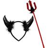 HSYWSH Diavolo, Costume da Diavolo, Cerchietto Halloween, Kit con Corna e tridente infernale, Bastone e Fascia con Corna, Accessori Costumi Carnevale Halloween Cosplay Party