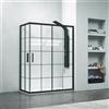 KAMALU Box doccia 100x80 telaio nero opaco vetro a quadrati neri NICO-B1000