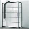 KAMALU Box doccia 110x80 colore nero opaco vetro a quadrati neri NICO-B1000