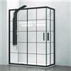KAMALU Box doccia 120x80 colore nero opaco vetro a quadrati neri NICO-B1000