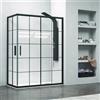 KAMALU Box doccia 130x80 colore nero opaco vetro a quadrati neri NICO-B1000