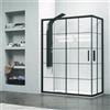 KAMALU Box doccia 140x80 profili neri opachi vetro a quadrati neri NICO-B1000