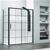 KAMALU Box doccia nero 100x70 scorrevole e laterale fisso vetro a quadrati neri NICO-D3000S