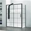 KAMALU Cabina doccia 110x80 profili neri e vetro con riquadri neri NICO-D3000S