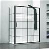 KAMALU Cabina doccia colore nero 130x80 vetro con riquadri neri NICO-D3000S
