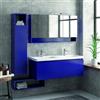 KAMALU Composizione bagno sospesa 120cm mobile lavabo doppio colonna specchio e pensile