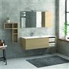 KAMALU Composizione bagno 135cm composta da mobile e lavabo, specchio e due pensili