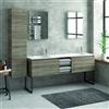 KAMALU Composizione bagno 175cm, composta da mobile con lavabo doppio, due specchi led e colonna SP-175C