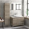 KAMALU Composizione bagno 100cm a terra: mobile, specchio led e colonna TOD-100B