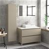 KAMALU Composizione bagno 100cm installazione a terra: mobile, specchio led e colonna TOD-100D