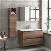 KAMALU Composizione bagno sospesa 100cm: mobile con lavabo, specchio contenitore e colonna TOD-100F