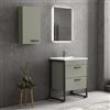KAMALU Composizione bagno a terra 65cm: mobile con lavabo, specchio led e pensile IKOS-65