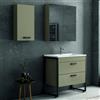 KAMALU Composizione bagno a terra 85cm: mobile con lavabo, specchio contenitore e pensile IKOS-85