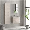 kamalu Composizione lavabo bagno con mobile 60 cm, colonna e specchio EL-60B- KAMALU