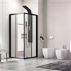 KAMALU Box doccia 130x70 ad angolo profili neri vetro trasparente modello KF1000B
