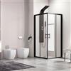 KAMALU Cabina doccia 140x70 ad angolo profili neri vetro trasparente modello KF1000B
