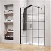 KAMALU Porta doccia 131-134 cm telaio nero opaco vetro serigrafato | KAM-P5000