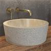 KAMALU Lavabo da appoggio rotondo in marmo crema 40cm | Litos-TC40