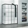 KAMALU Box doccia 70x70 telaio nero vetro quadrati neri NICO-B1000