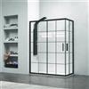 KAMALU Box doccia 120x70 nero opaco con vetro a quadrati neri NICO-B1000
