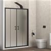 KAMALU Porta doccia nera 150 cm vetro opaco doppio scorrevole | KFN6000NS