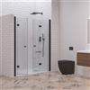 KAMALU Porta doccia a doppio soffietto 110-113 cm colore nero | KAM-KS700DN