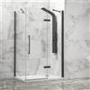 KAMALU Box doccia 80x140 telaio nero porta battente laterale fisso 80cm | KT5000N