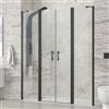 KAMALU Porta doccia nera 130 cm doppio battente e ante fisse | KPX7000N