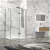 KAMALU Box doccia 90x70 telaio acciaio spazzolato porta battente laterale fisso 90cm| KT1000SAS