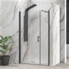 KAMALU Porta doccia battente 90 cm e anta fissa con finitura nera | KS5000N