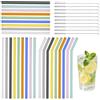 Hevysuo 37 cannucce in vetro colorate riutilizzabili, 9 cannucce dritte e 9 curve in vetro da 20 cm, 9 cannucce corte in vetro multicolore da 16 cm con 10 spazzole per la pulizia, per cocktail, succhi