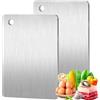 katmerio Set di 2 taglieri in acciaio inox e titanio double face, 15 cm x 25 cm, antibatterici e antimuffa, per la cucina