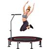 LIFERUN Trampolino fitness per interni con copertura del bordo, fino a 150 kg, Ø 102/122 cm, maniglia a 3 livelli, senza montaggio, sospensione in corda in gomma silenziosa, per bambini e adulti, casa